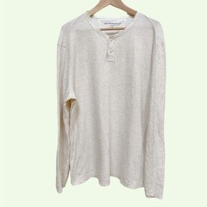 John Varvatos Star USA Waffle Knit Henley Heather White Long sleeves Sweater Men